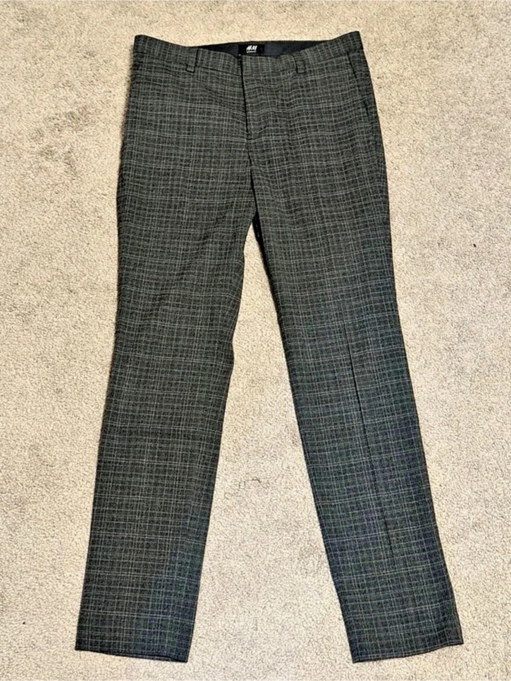 H&M Skinny Fit Men's Checkered Dress Pants Gray Size 32R Like New